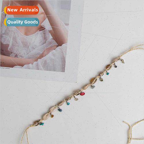 Summer Women Sun Shade Beach Hat Conch Gemstone String Decor