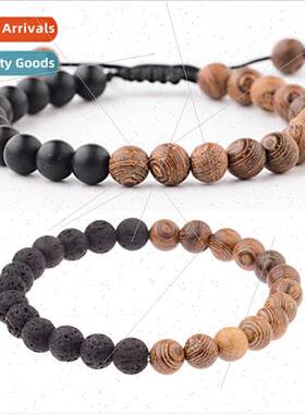 8mm new wood beads bracelet men volcanic stone whe pine red