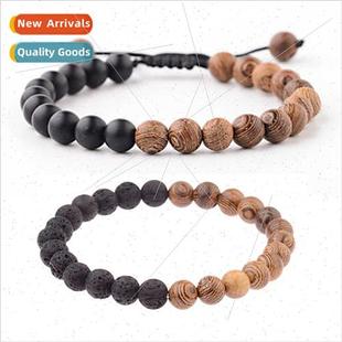 volcanic red wood pine whe stone men bracelet beads new 8mm