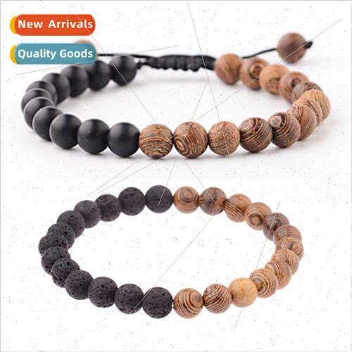 8mm new wood beads bracelet men volcanic stone whe pine red