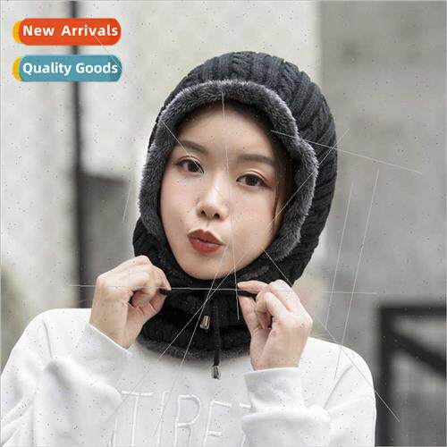 New winter knted hat scarf all-in-one men women warm ski cap