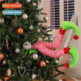 green fabric doll New ornament props Christmas legs 2023 elf