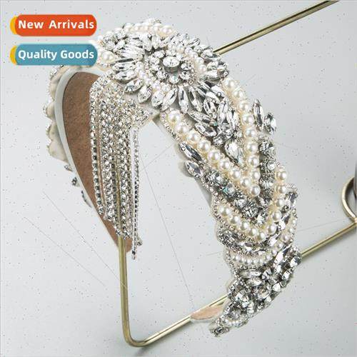 Hair bands Europe retro headband court pearl tassel bangs ha