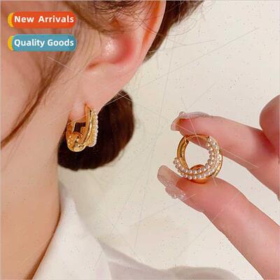 Europe Double Layer Millet Beads Earring Buckles che mple Ea