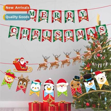 New Christmas decorations cartoon Santa Claus deer pull flag