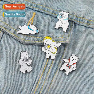 New Cartoon Whe Bear Camera Metal Badge Costume Bag Charms I
