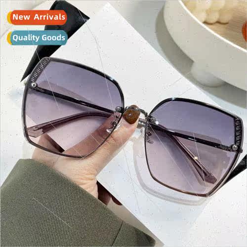 new metal sunglasses female nylon two-tone gradient sunglass