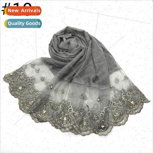 Cotton linen solid color scarf two lace lace staple pearl wr