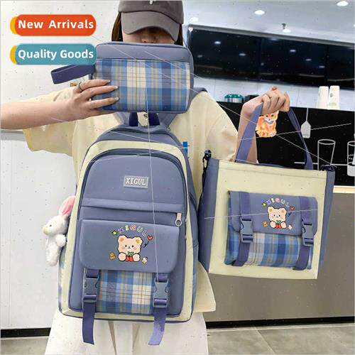 Shoulder bag four sets backpack secondary school students cr
