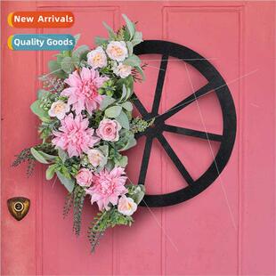2024 Spring Wheel Wreath Pink mulation Wreath mulation Green