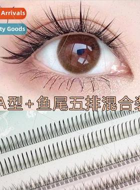 A type fishtail sandwich 5 rows mixed single cluster eyelash