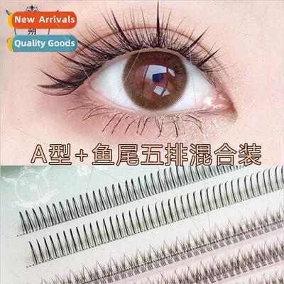 A type fishtail sandwich 5 rows mixed single cluster eyelash