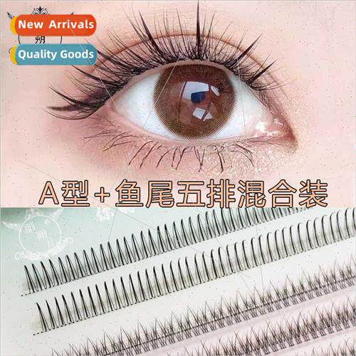 A type fishtail sandwich 5 rows mixed single cluster eyelash