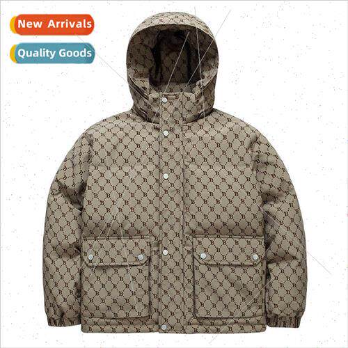 Big B letters hooded down jacket men winter whe duck down th
