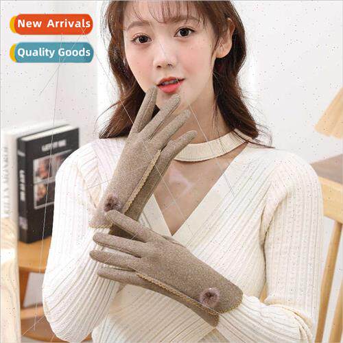 Autumn winter new warm padded touch screen gloves driving ri