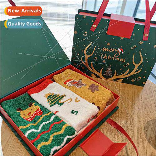 Christmas socks  men women do not lose hair coral fleece soc