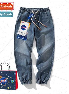 spring autumn jeans men fat plus size nd loose drawstring ni