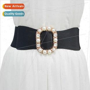 decorated pearl rhinestone Women buckle belt inlaid imat new