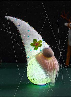 New light-up faceless doll ornament Santa Claus wh lights Ea