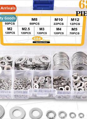 684pcs boxed 304 flat washer gasket M2M2.5M3M4M5M6M8M10M12 c