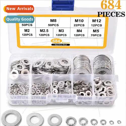 684pcs boxed 304 flat washer gasket M2M2.5M3M4M5M6M8M10M12 c
