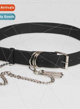Belt female PU leather versatile concave styling chain circl