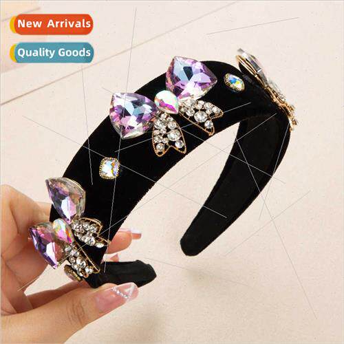 Hair bands new personalized bow glass drill headband women f