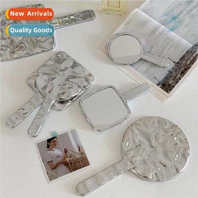 ins retro handheld makeup mirror female senior portable carr