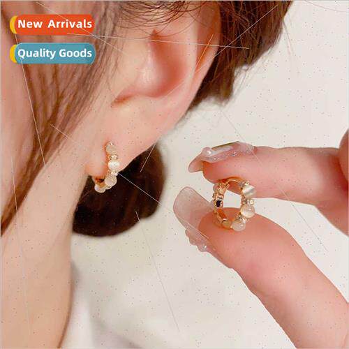 Exquise fashion simple small cat eye stone earrings female n