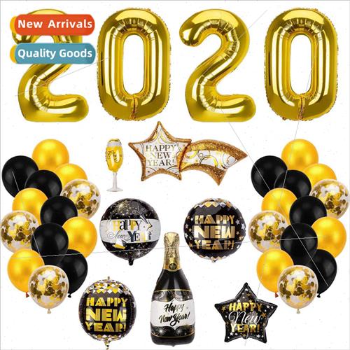 Happy Balloon Set Black Gold Balloon Party Decoration Packag