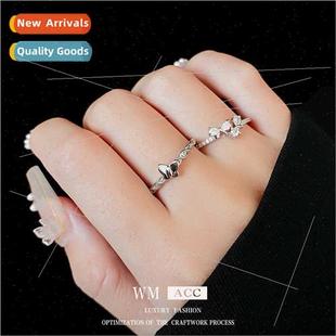 mple cold index fing ring metal open butterfly zirconia wind