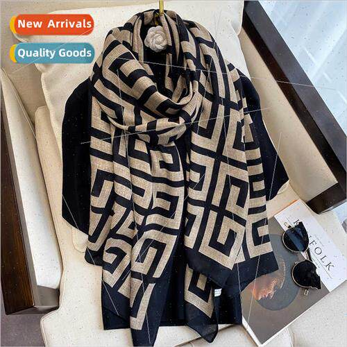 Cotton linen scarf shawl outside take silk scarf female fall