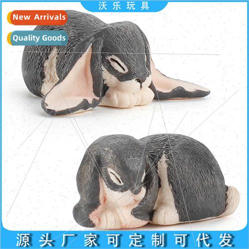 Wildlife Drop Eared Rabb Model Tabletop Ornament Long Hair L