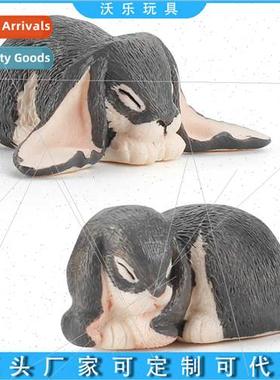 Wildlife Drop Eared Rabb Model Tabletop Ornament Long Hair L