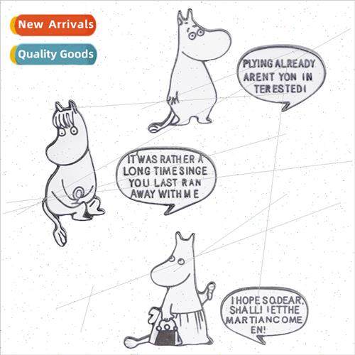 Fashion Cartoon Cute Hippo Brooch Creative Alphabet 2 Pcs Se