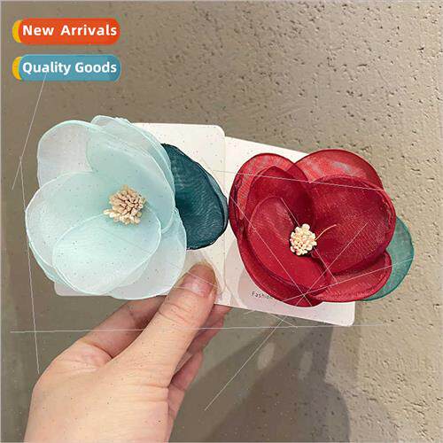 Children hair accessories female baby camellia hair clips gi