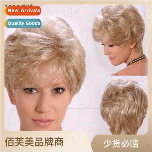 Europe wigs 适用women short fluffy curly hair chemical fiber
