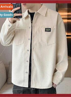 2023 new jacket spring fall corduroy long-sleeved shirt men