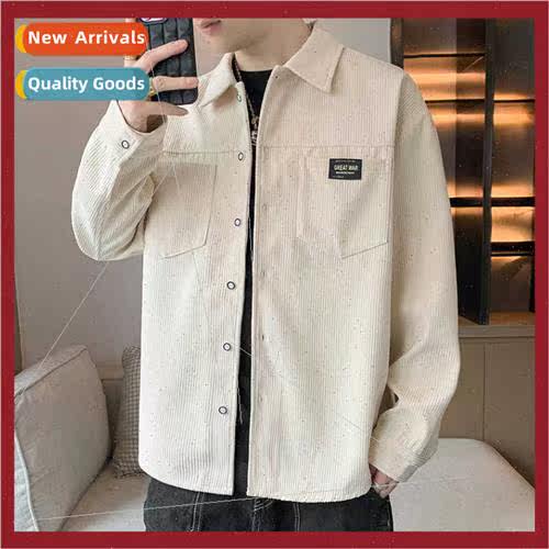 2023 new jacket spring fall corduroy long-sleeved shirt men