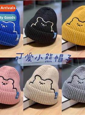 Bear cartoon cute knted wool cap children spring fall winter