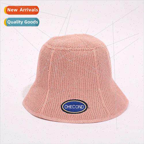 Korean  women hat embroidered letters woven breathable fishe