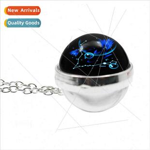 Starry 12 Constellation Necklace Creative Double ded Glass B