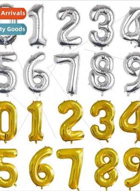 New 32 inch body slim  number aluminum film balloons gold si