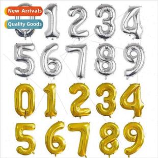 New 32 inch body slim  number aluminum film balloons gold si