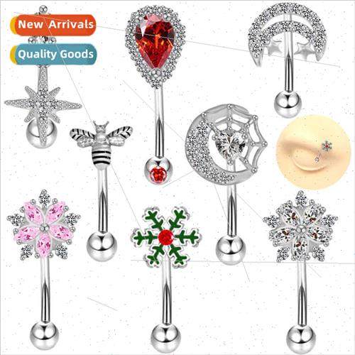 Europe cute fresh snowflake eyebrow studs delicate bee pierc