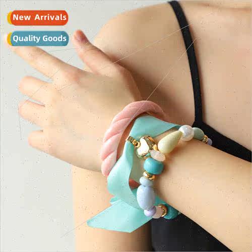 Europe Resin Bracelet Set Women Fashion Macrame Color Spring