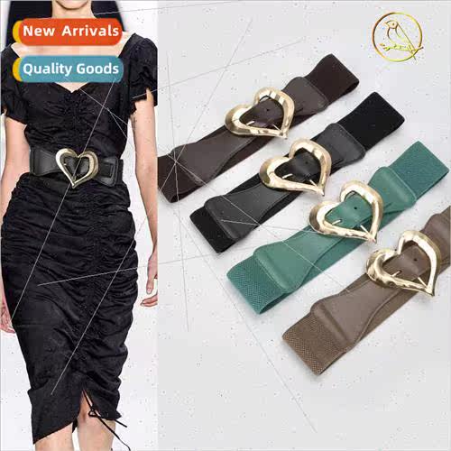 Europe wide belt love-shaped pin buckle head fashion elastic