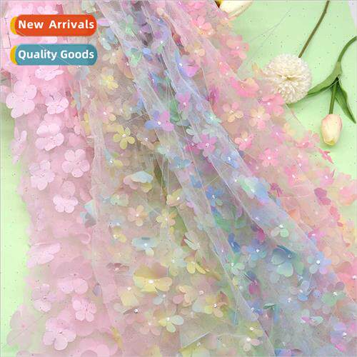 3D three-dimensional flowers embroidery mesh fabric mesh fab