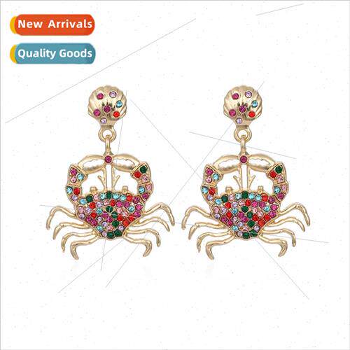 New simple creative colorful diamond alloy earrings retro fa