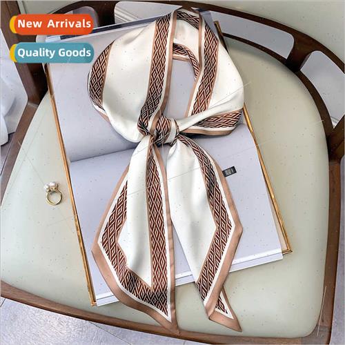 Korea new rhombus thin narrow long silk scarf women fall win
